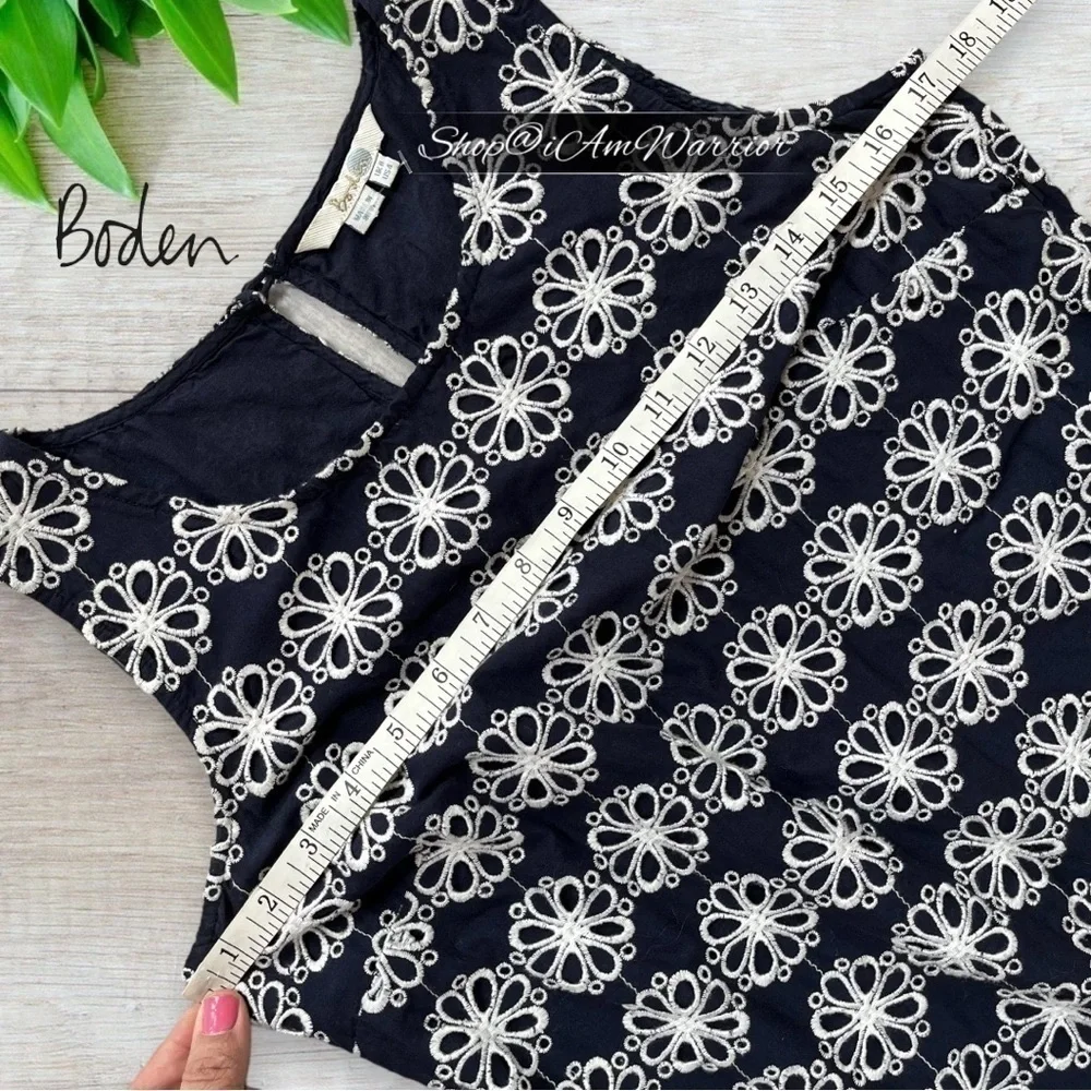 Boden sleeveless navy floral embroidered top *shop@iamwarrior - Picture 7 of 10